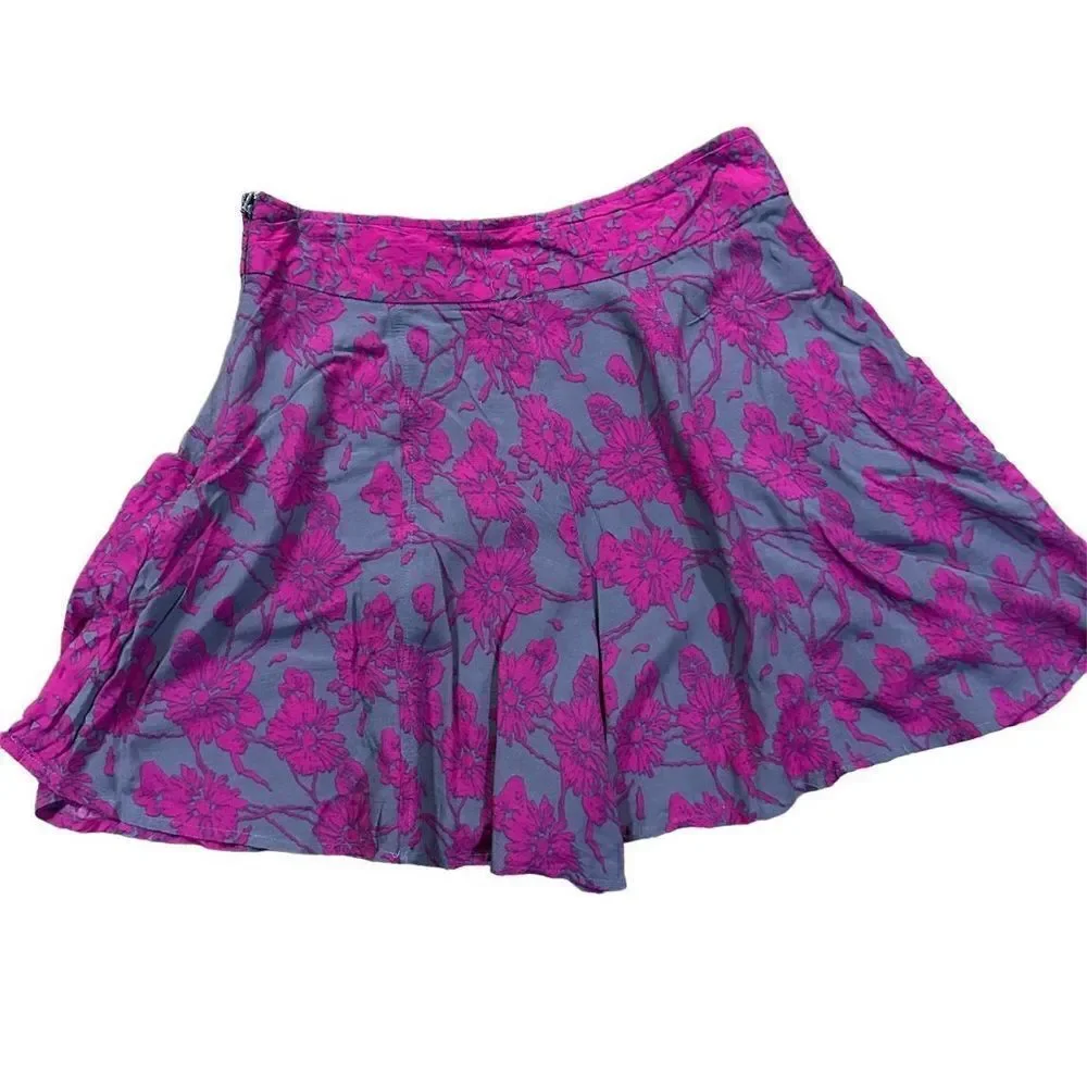 Free People Sheila‎ Vivid Purple & Gray Floral Culotte Shorts sz 2 boho
